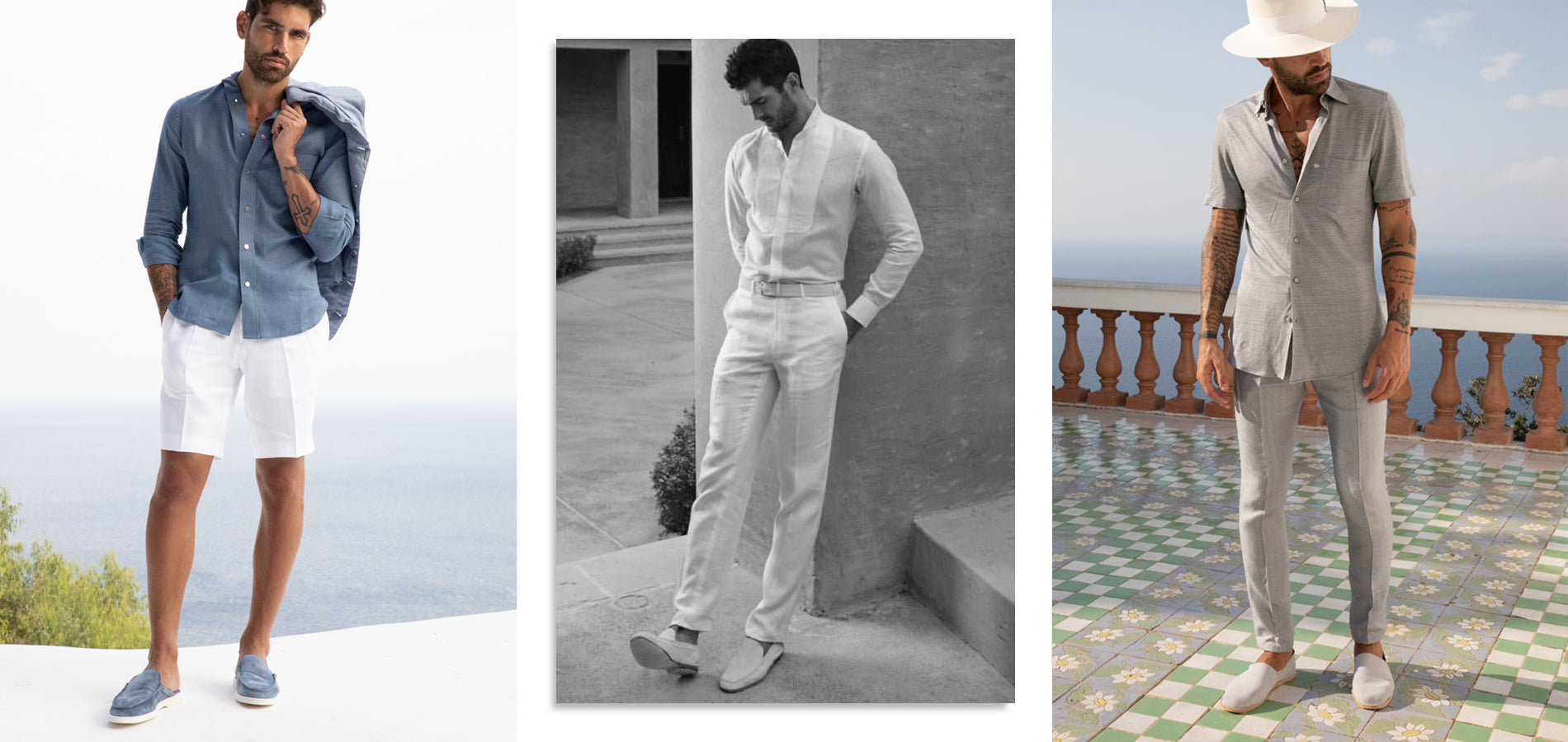 Men's Linen Trousers - 100% Capri collection for Man
