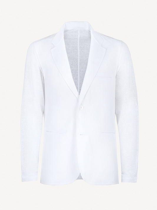 Sud Man white linen jacket, front view – 100% Capri