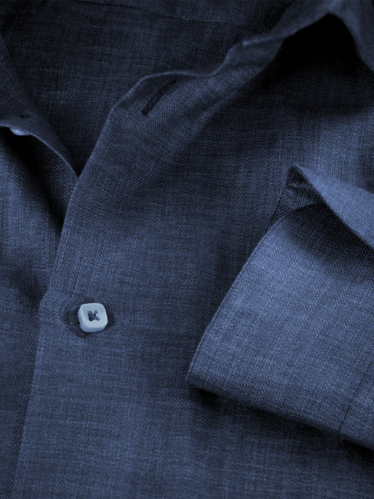 Detail of Camicia Hand Made blu print - 100% Capri