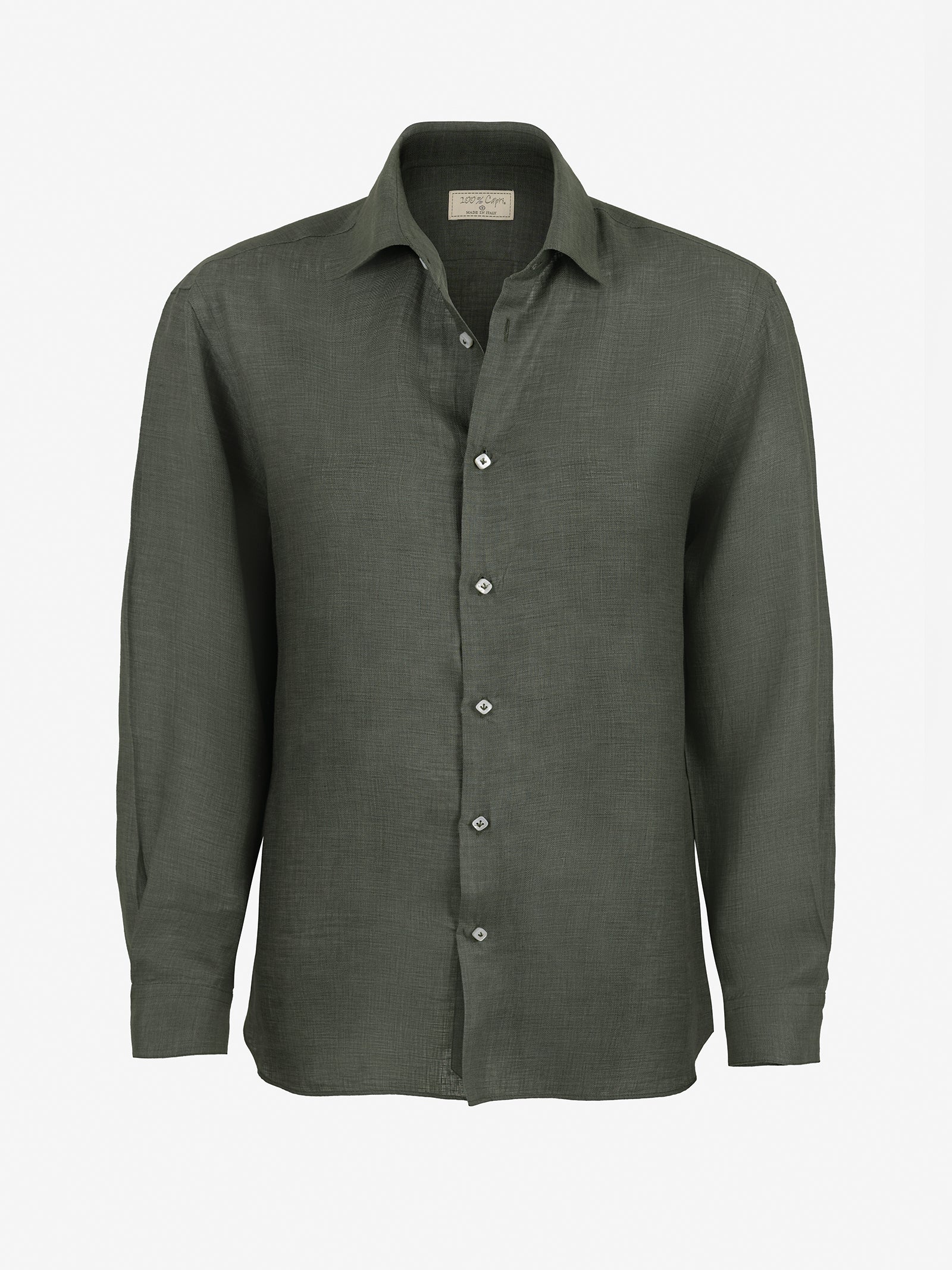 Camicia Hand Made green 100% Capri front