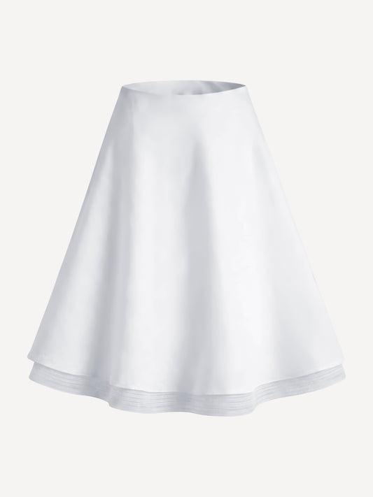 Capri® white linen skirt with flared silhouette, front view – 100% Capri