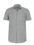Camicia Short Sleeve 100% Capri light grey linen shirt front