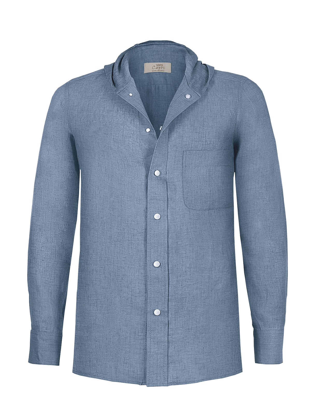 #color_jeans Camicia Cappuccio 100% Capri jeans linen t-shirt front