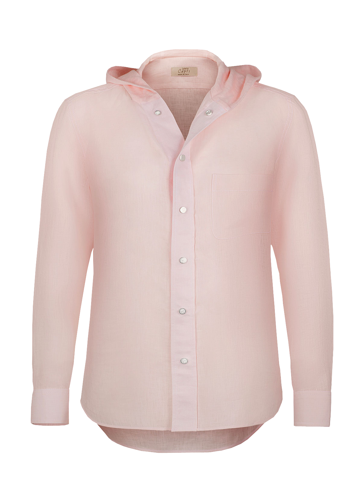 #color_pink - Camicia Cappuccio 100% Capri pink linen t-shirt front