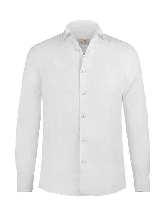 Front view of Camicia Hand Made in white color - 100% Capri