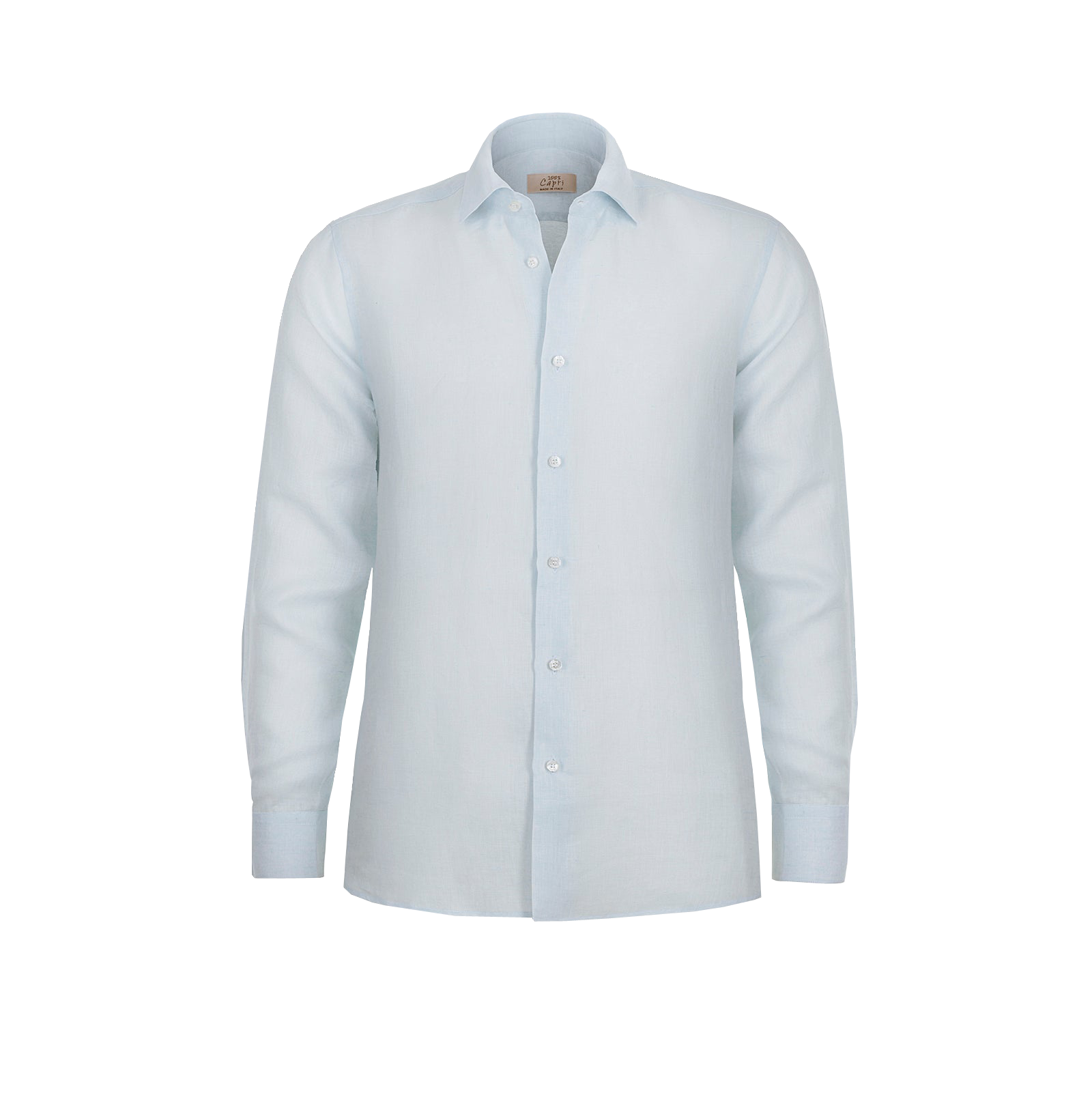 Camicia Mykonos 100% Capri aquamrine linen shirt front Camicia Mykonos 100% Capri aquamrine linen shirt front