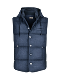 Gilet Cappuccio 100% Capri denim linen gilet front Gilet Cappuccio 100% Capri denim linen gilet front