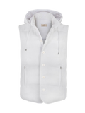 Gilet Cappuccio 100% Capri white linen gilet front