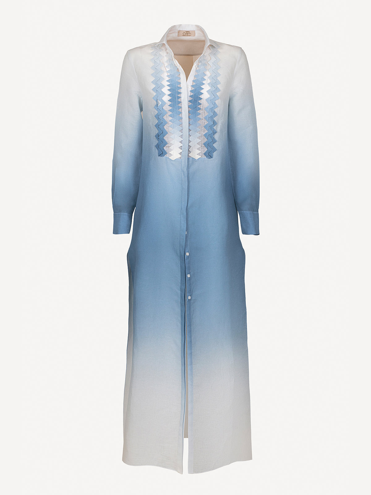 Origami Linen Shirt Jeans Faded color front Origami Linen Shirt Jeans Faded color front