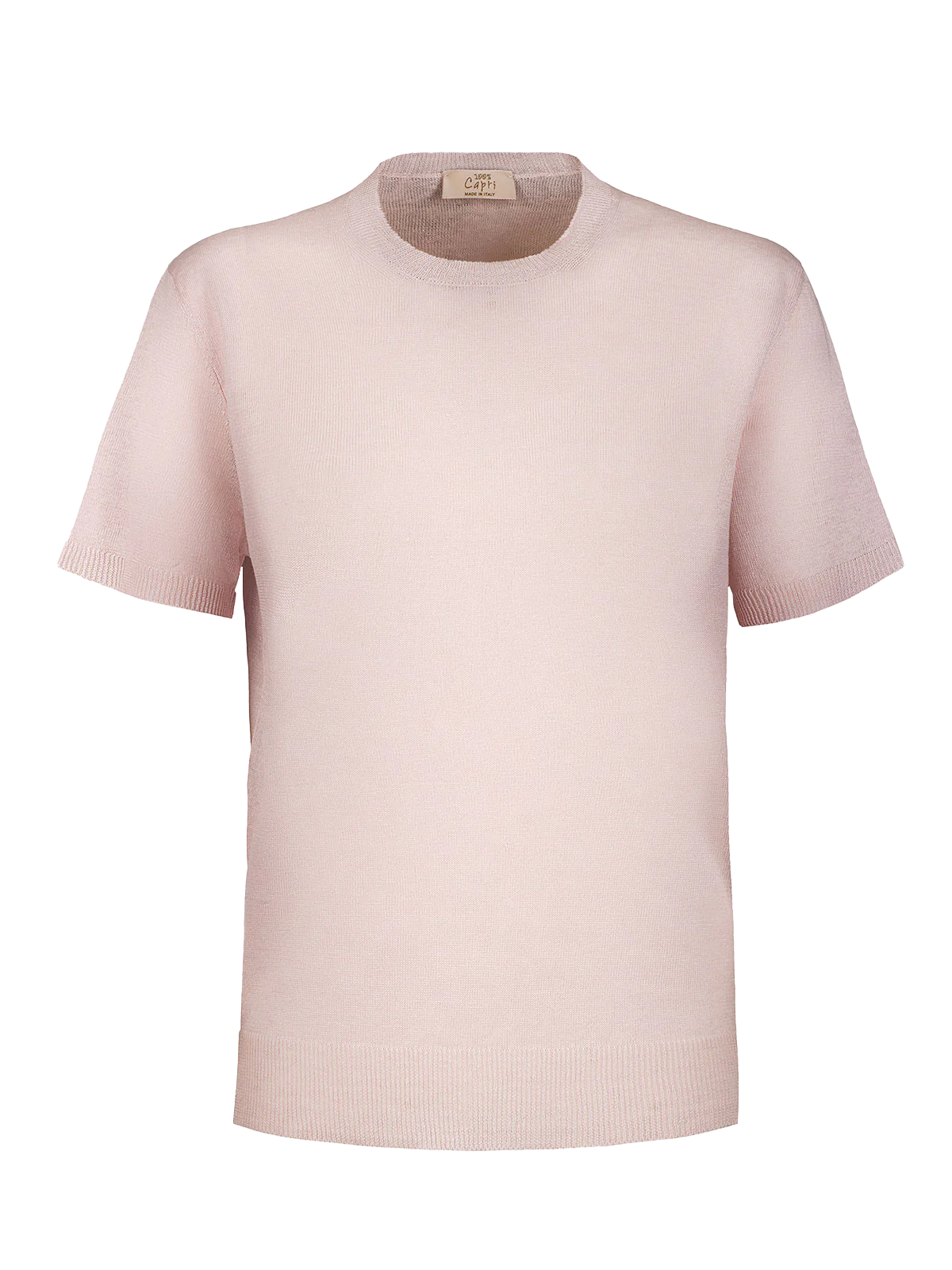 T-Shirt M/C 100% Capri pink linen t-shirt front T-Shirt M/C 100% Capri pink linen t-shirt front