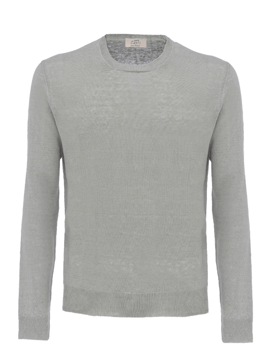 T-Shirt M/L for man 100% Capri linen light grey t-shirt front