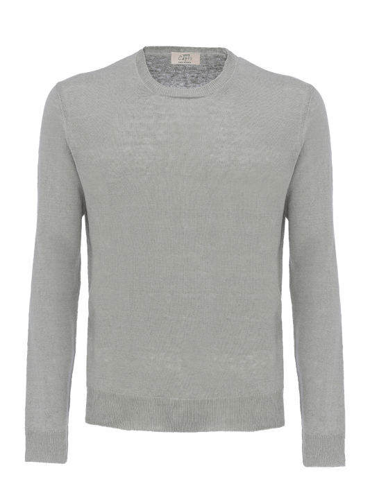 T-Shirt M/L for man 100% Capri linen light grey t-shirt front