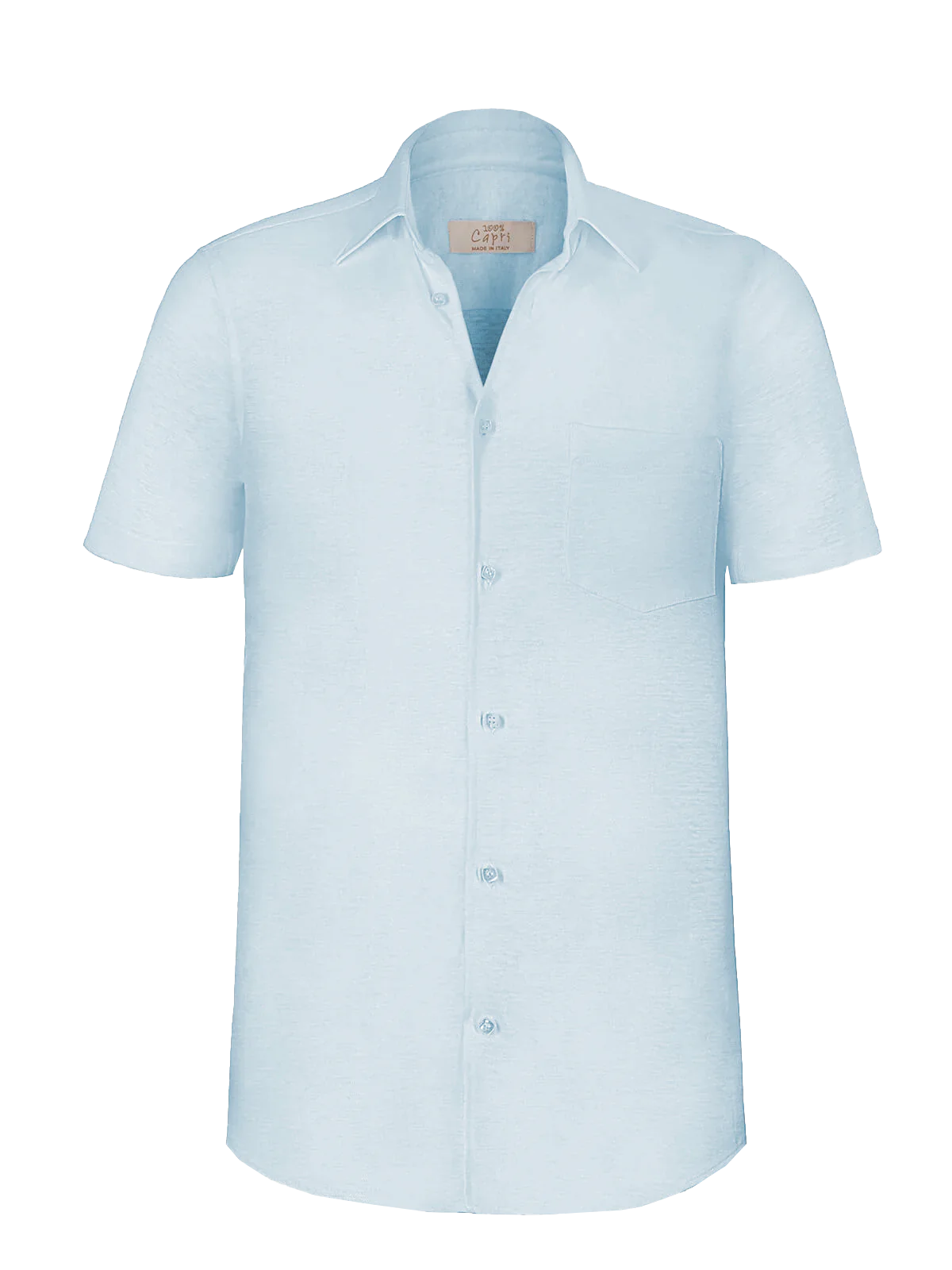 Camicia Short Sleeve 100% Capri aquamarine linen shirt front Camicia Short Sleeve 100% Capri aquamarine linen shirt front