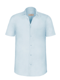 Camicia Short Sleeve 100% Capri aquamarine linen shirt front Camicia Short Sleeve 100% Capri aquamarine linen shirt front
