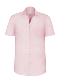 Camicia Short Sleeve 100% Capri pink linen shirt front Camicia Short Sleeve 100% Capri pink linen shirt front