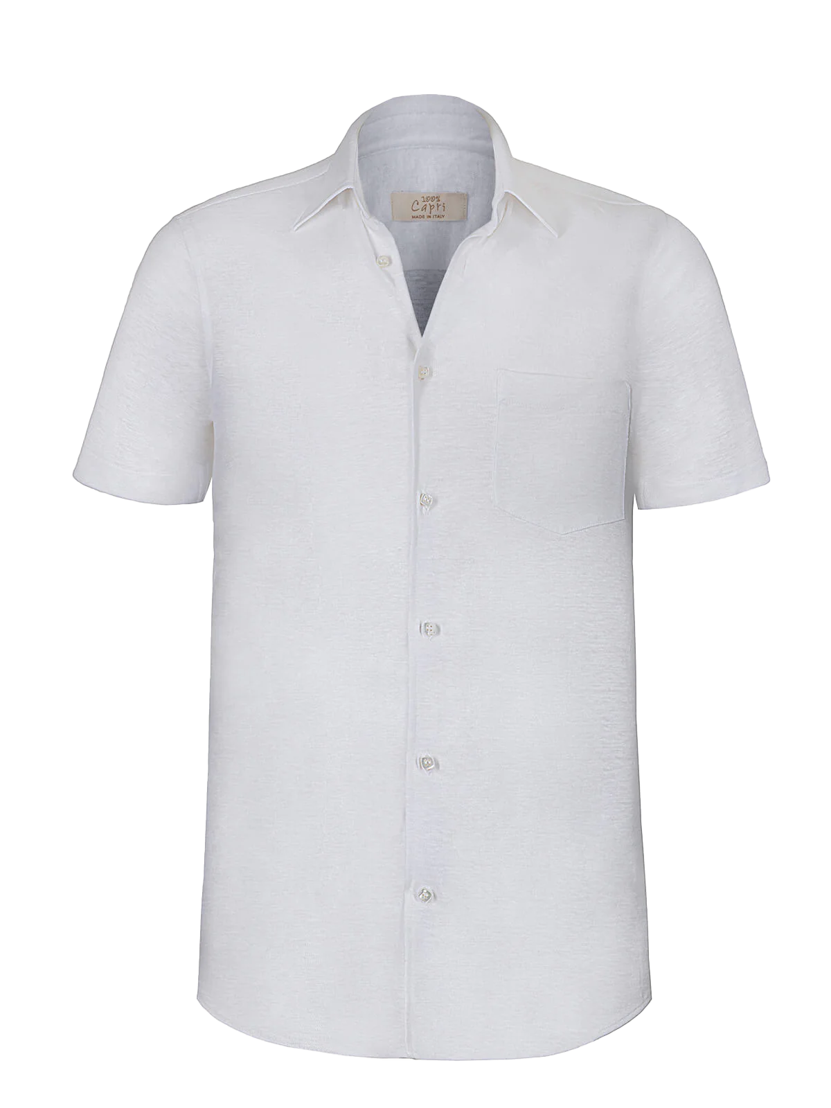 Camicia Short Sleeve 100% Capri white linen shirt front Camicia Short Sleeve 100% Capri white linen shirt front