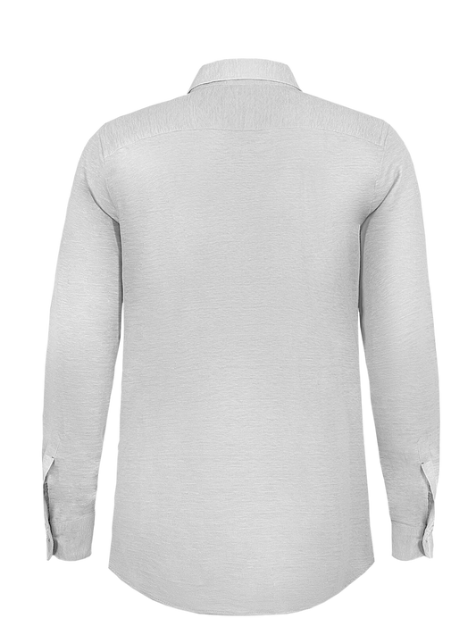 Long Sleeve Linen Shirt light grey 100% Capri back