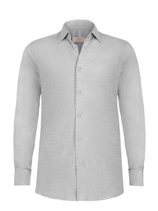Long Sleeve Linen Shirt light grey color front