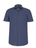 Camicia Short Sleeve 100% Capri blue linen shirt front Camicia Short Sleeve 100% Capri blue linen shirt front