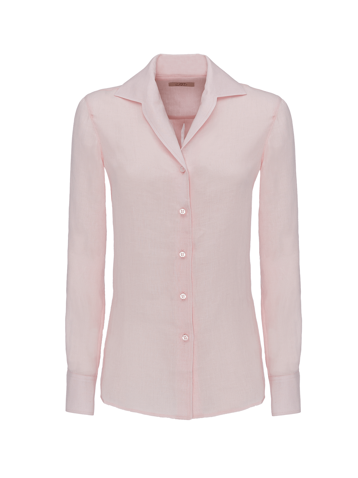 Classy linen shirt for woman 100% Capri pink shirt front