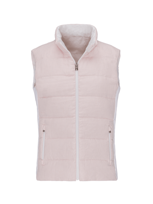 Gilet Ischia reversible for woman 100% Capri pink linen gilet front
