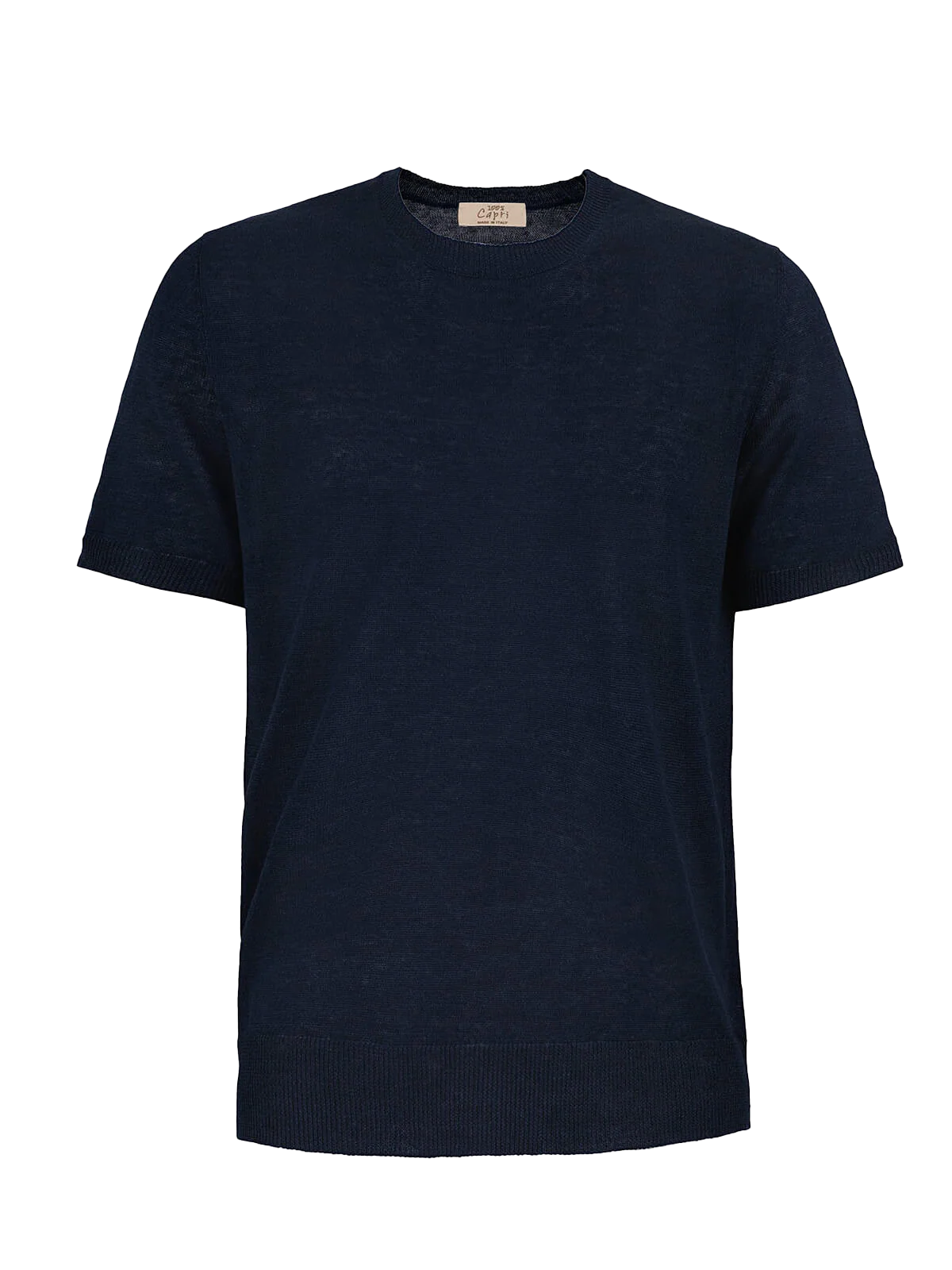 T-Shirt M/C 100% Capri blue linen t-shirt front T-Shirt M/C 100% Capri blue linen t-shirt front