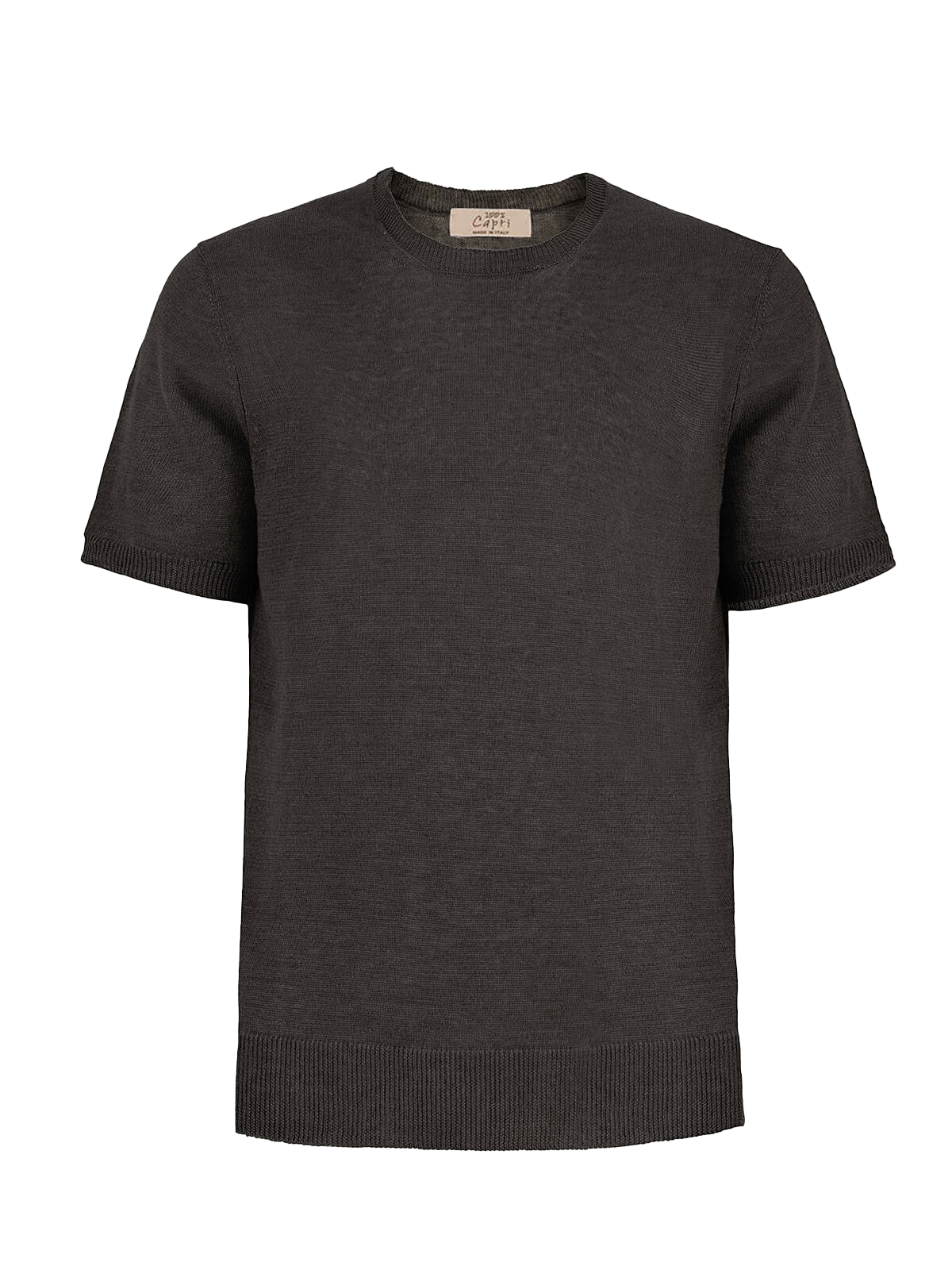 T-Shirt M/C 100% Capri dark grey linen t-shirt front