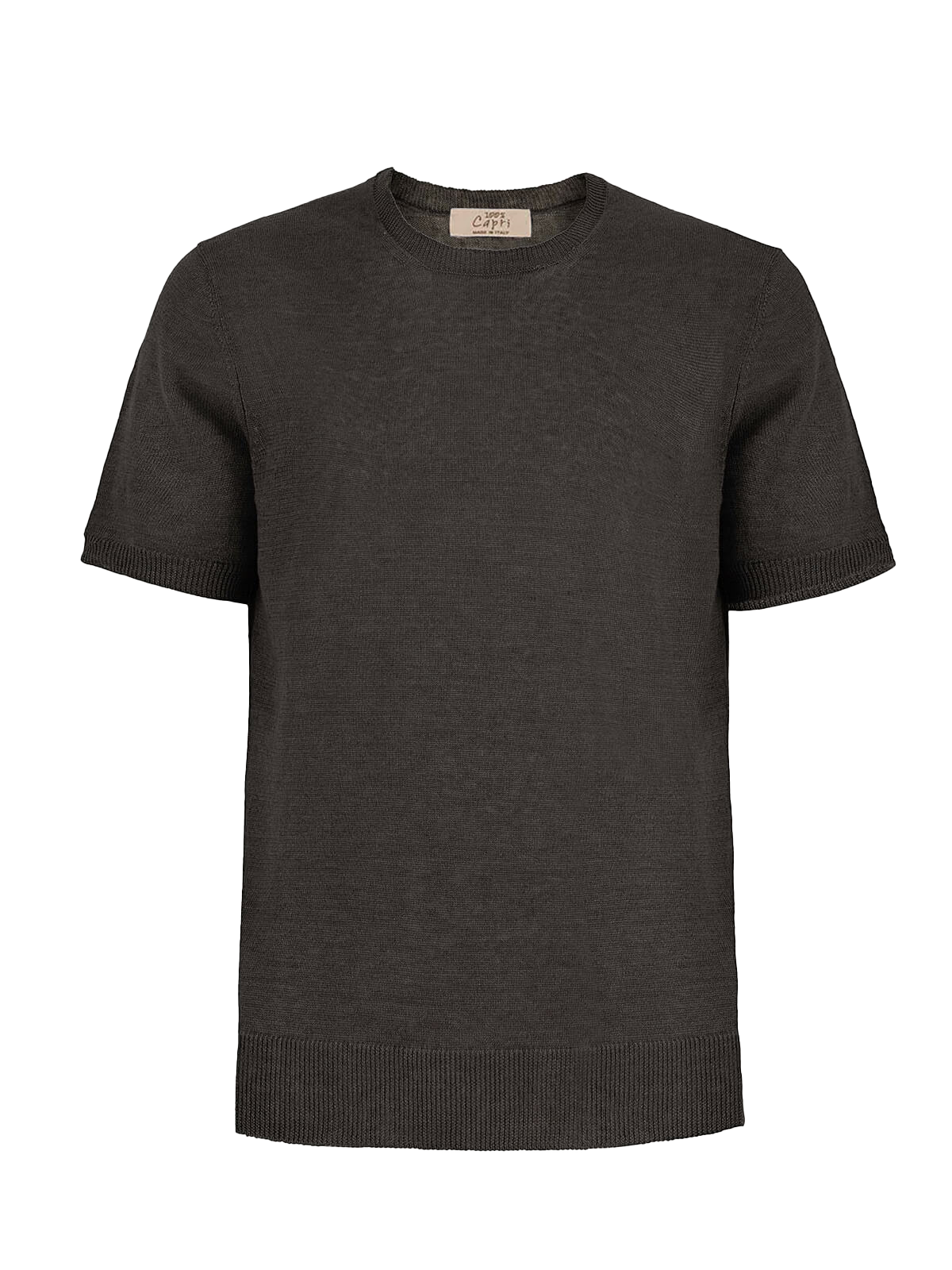T-Shirt M/C 100% Capri dark grey linen t-shirt front T-Shirt M/C 100% Capri dark grey linen t-shirt front