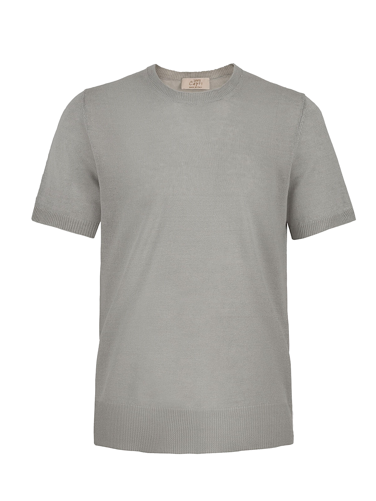 T-Shirt M/C 100% Capri light grey linen t-shirt front T-Shirt M/C 100% Capri light grey linen t-shirt front