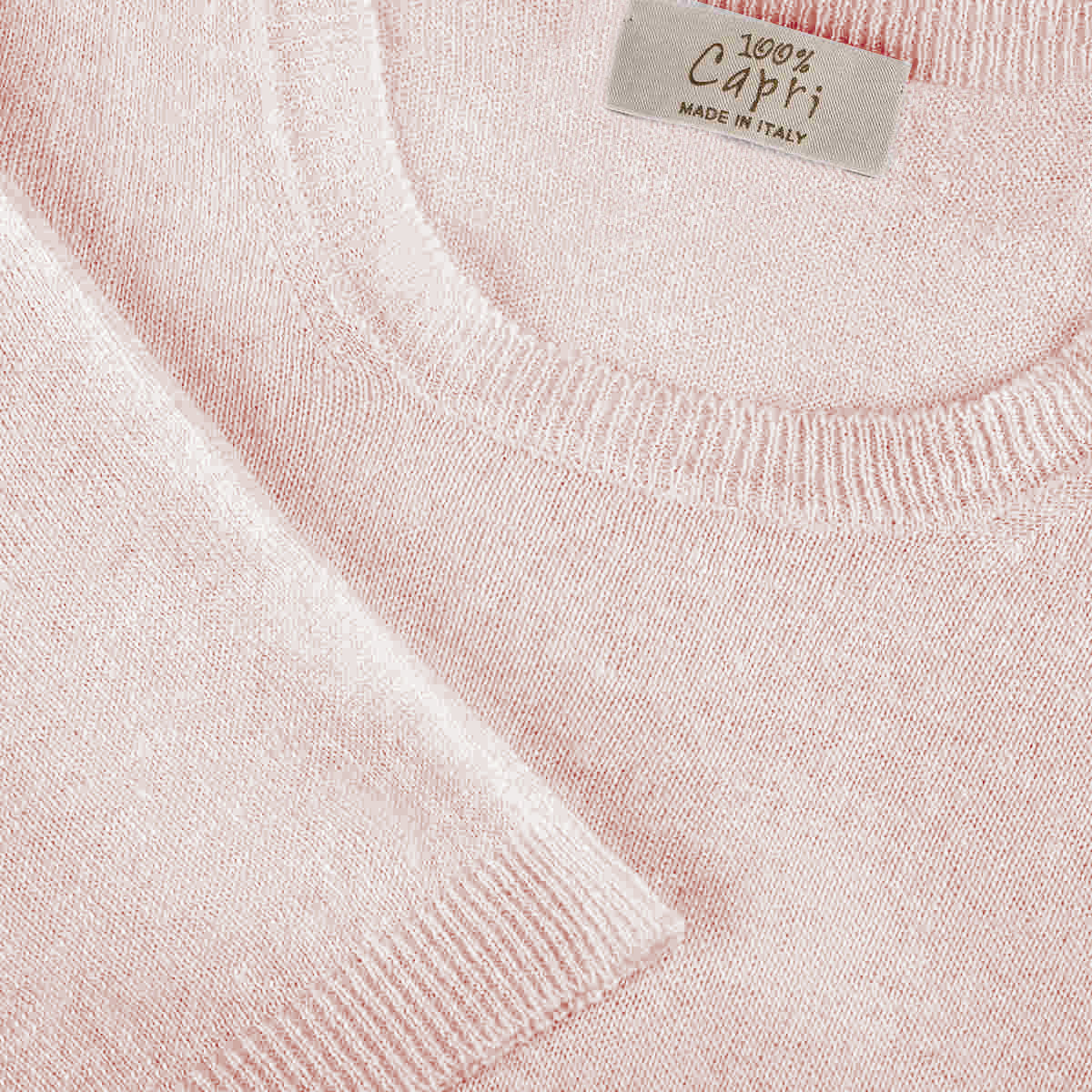 T-Shirt M/C 100% Capri pink linen t-shirt detail T-Shirt M/C 100% Capri pink linen t-shirt detail
