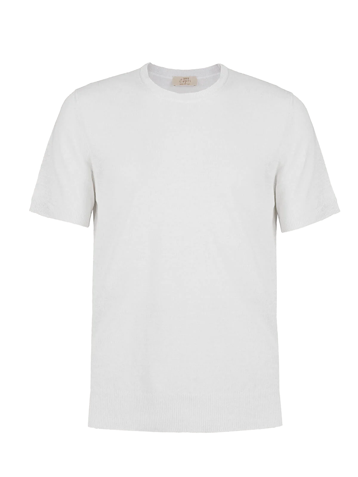 T-Shirt M/C 100% Capri white linen t-shirt front