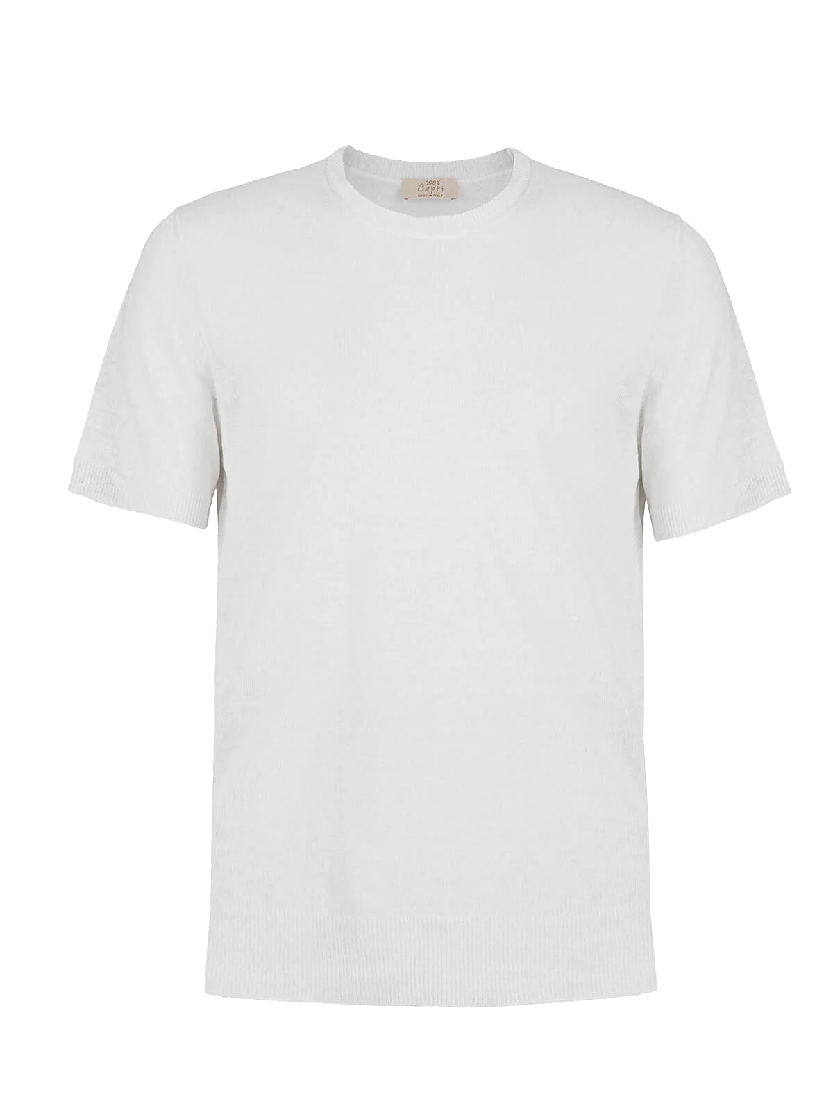 T-Shirt M/C 100% Capri white linen t-shirt front T-Shirt M/C 100% Capri white linen t-shirt front