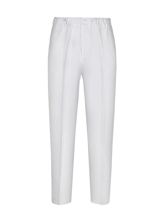 Pantalone Positano 100% capri for Man linen white trouser front