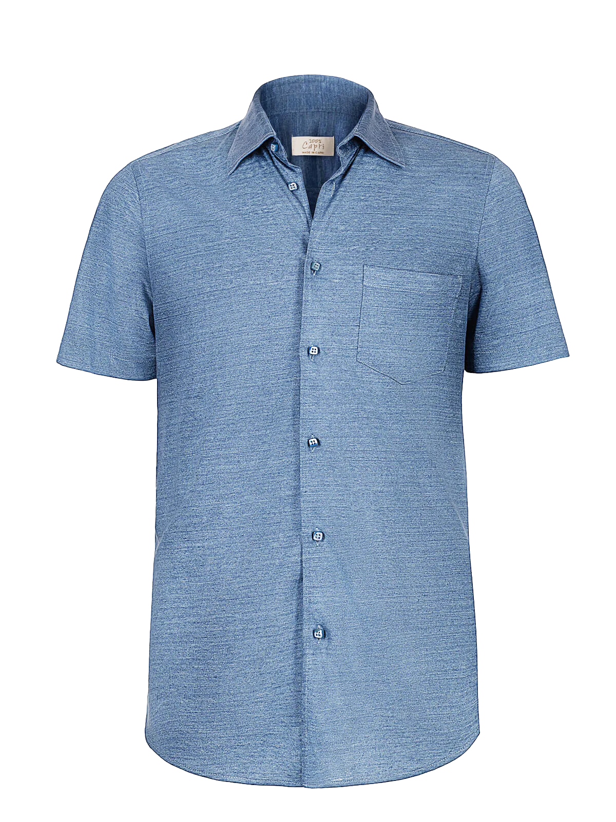 Camicia Short Sleeve 100% Capri jeans linen shirt front Camicia Short Sleeve 100% Capri jeans linen shirt front