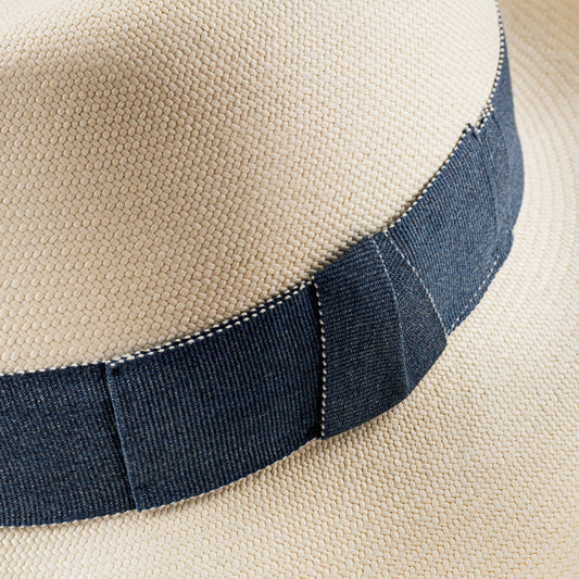 Player Linen 100% Capri staw jeans hat detail