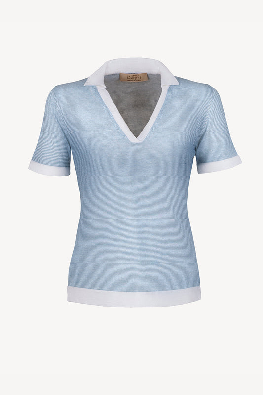 polo miami 100% Capri jeans and white linen polo front