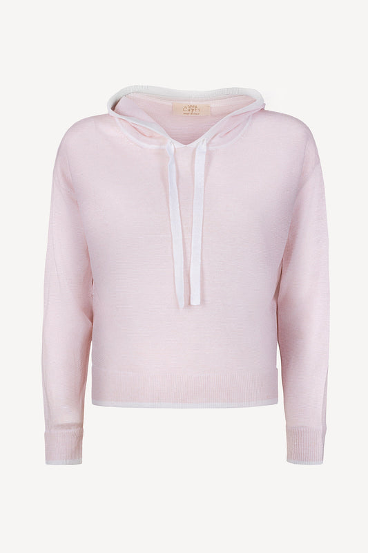 Polo Dubai 100% Capri pink and white linen polo front