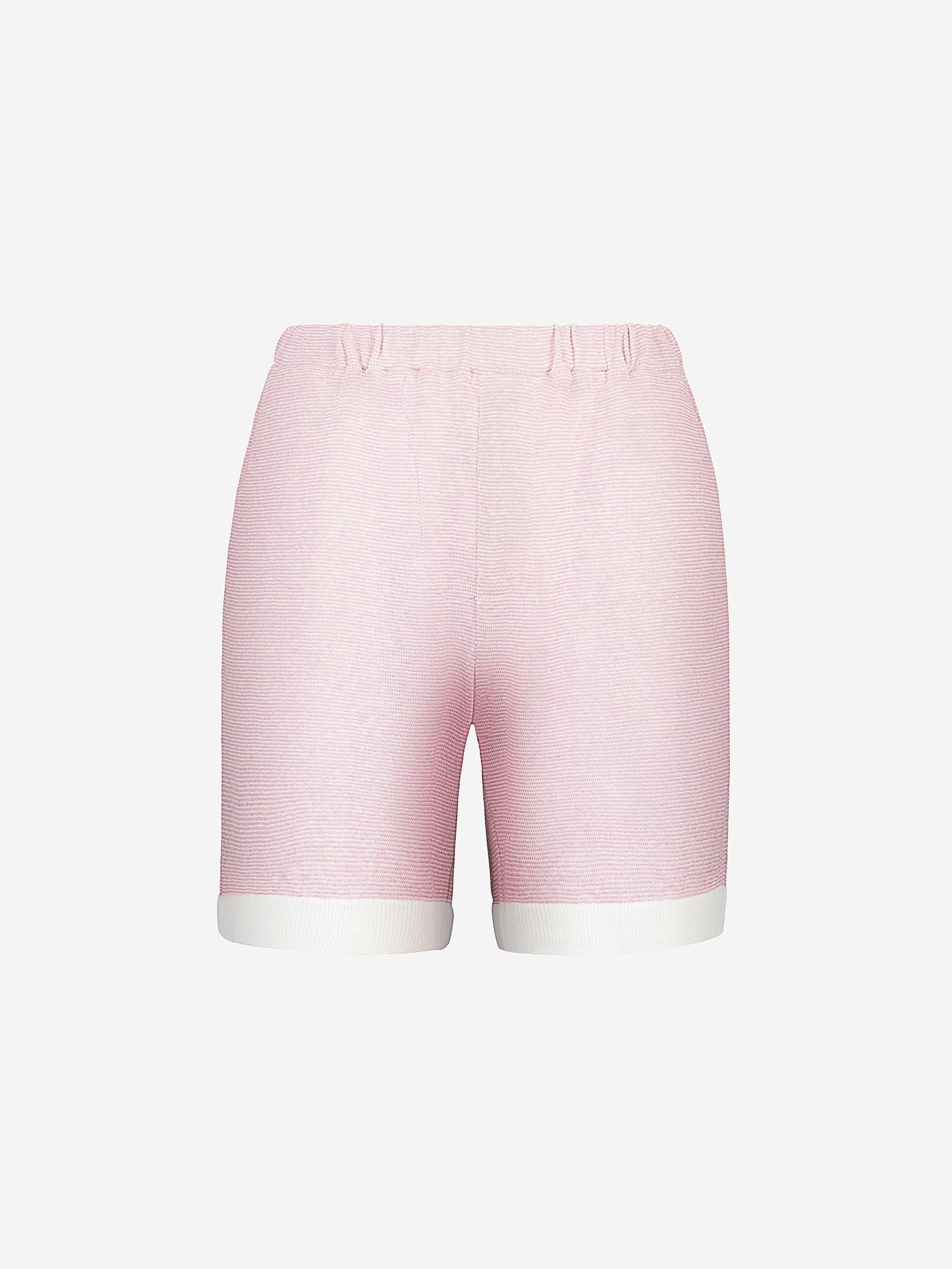 Short Brio 100% Capri pink and white linen short front Short Brio 100% Capri pink and white linen short front