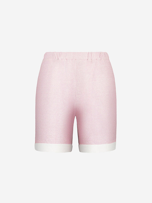 Short Brio 100% Capri pink and white linen short front