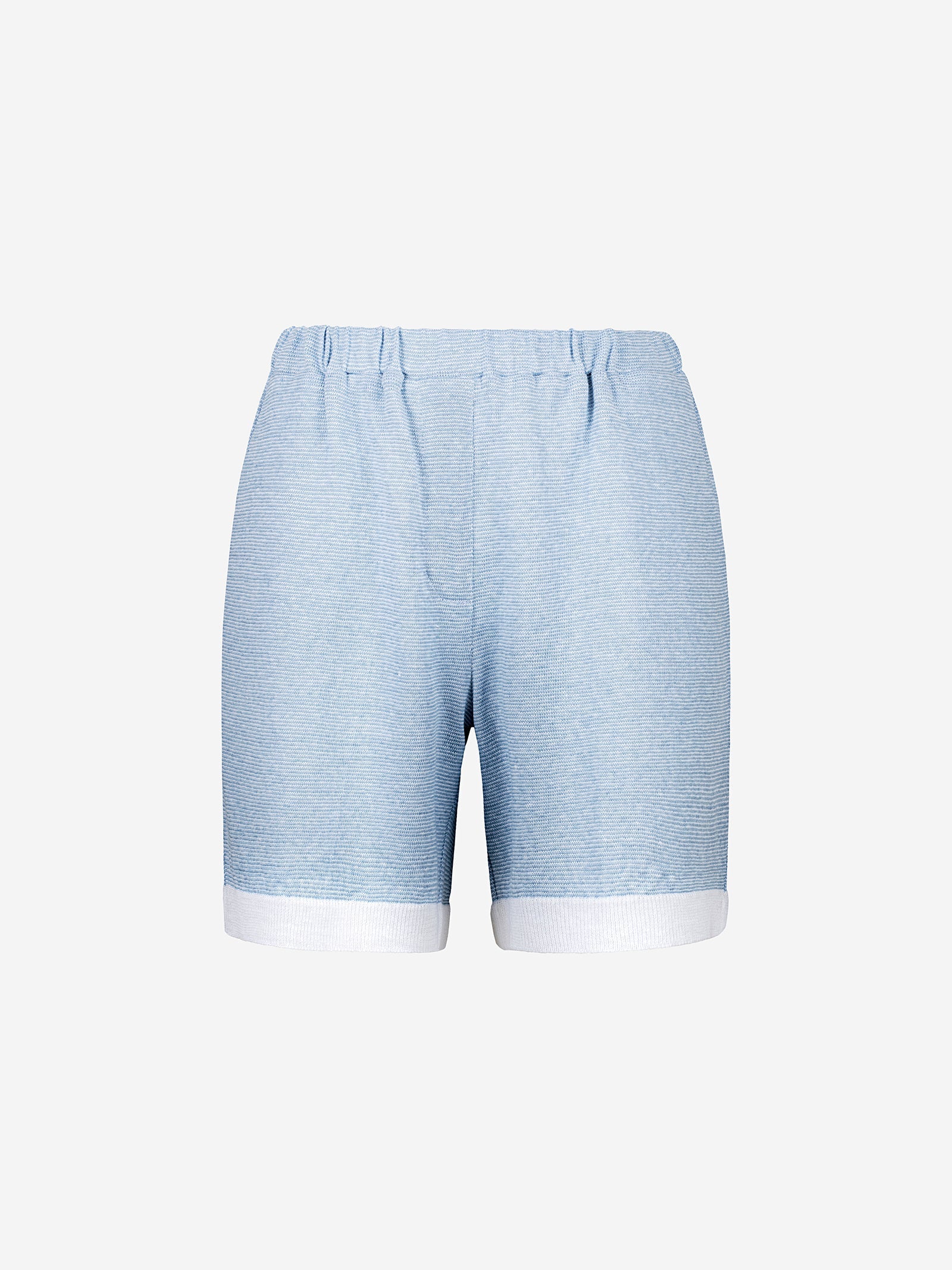 Short Brio 100% Capri blue and white linen short front Short Brio 100% Capri blue and white linen short front
