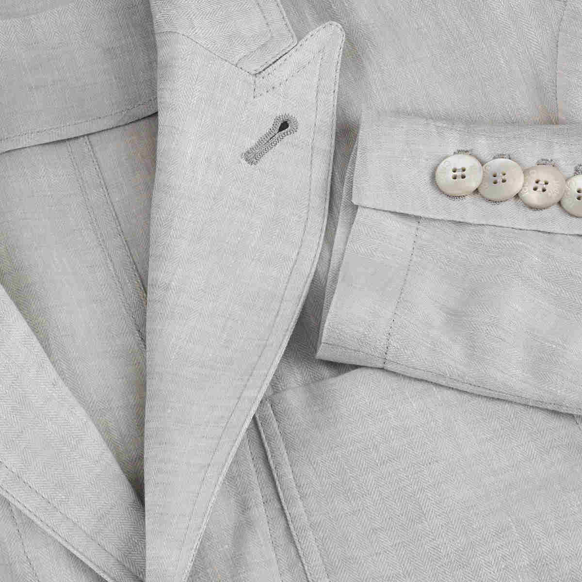 Giacca St. Tropez 100% Capri light grey linen jacket for man  detail Giacca St. Tropez 100% Capri light grey linen jacket for man  detail