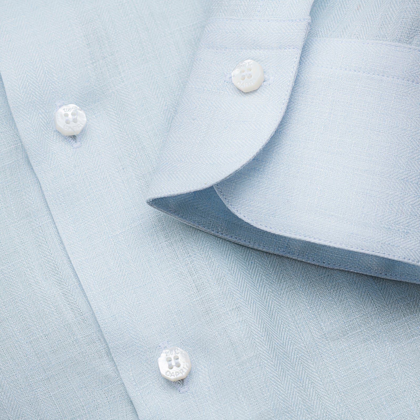 Camicia Mykonos 100% Capri aquamarine linen shirt detail Camicia Mykonos 100% Capri aquamarine linen shirt detail