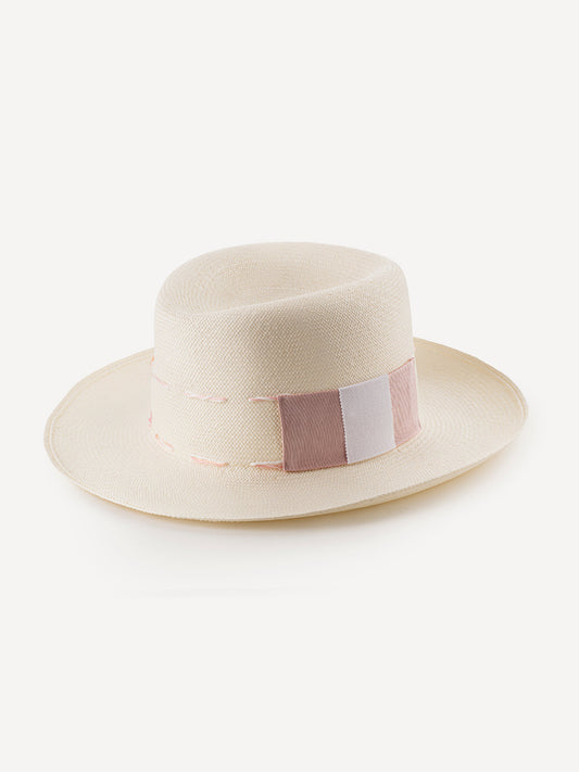 Player Trendy 100% Capri straw pink and white hat