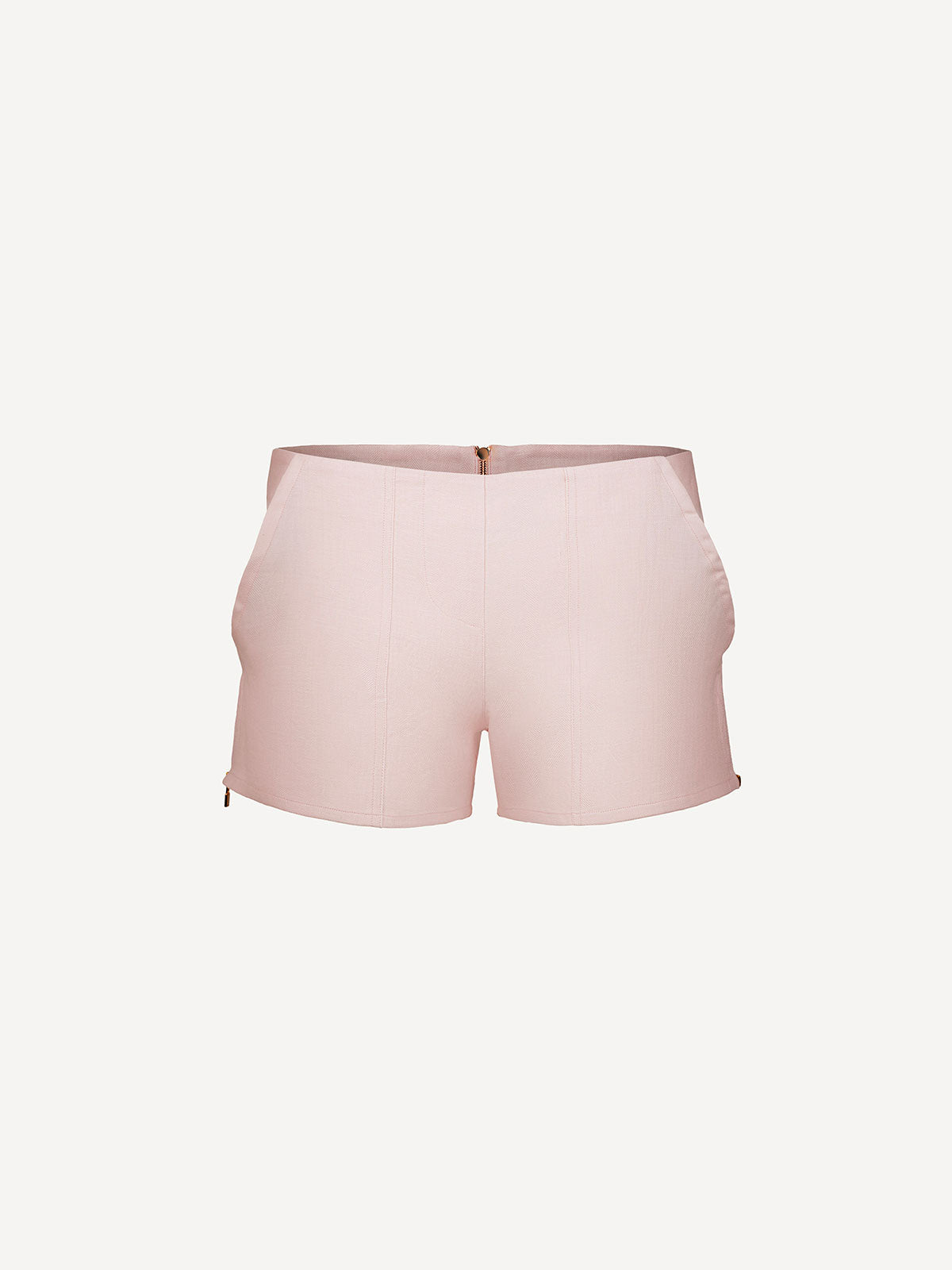 Short linen pants zip  for woman 100% Capri pink linen pant front Short linen pants zip  for woman 100% Capri pink linen pant front