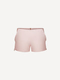 Short linen pants zip  for woman 100% Capri pink linen pant front Short linen pants zip  for woman 100% Capri pink linen pant front
