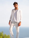 T-Shirt M/C 100% Capri white linen t-shirt worn by model