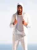 T-Shirt M/C 100% Capri white linen t-shirt worn by model T-Shirt M/C 100% Capri white linen t-shirt worn by model