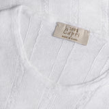 Top Sfrangiato 100% Capri white linen top detail