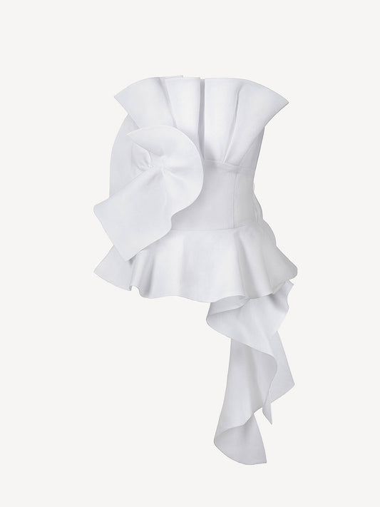 Top Fiore Grande 100% Capri white linen top front