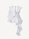 Top Fiore Grande 100% Capri white linen top front Top Fiore Grande 100% Capri white linen top front